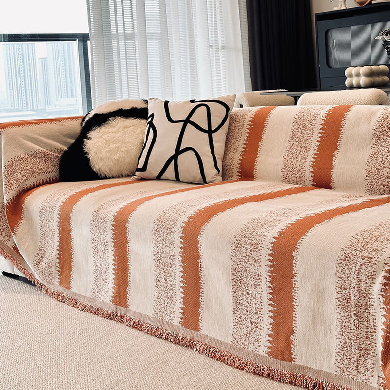 Modischer gestreifter Chenille-Schutzbezug für Sofas und Couch
