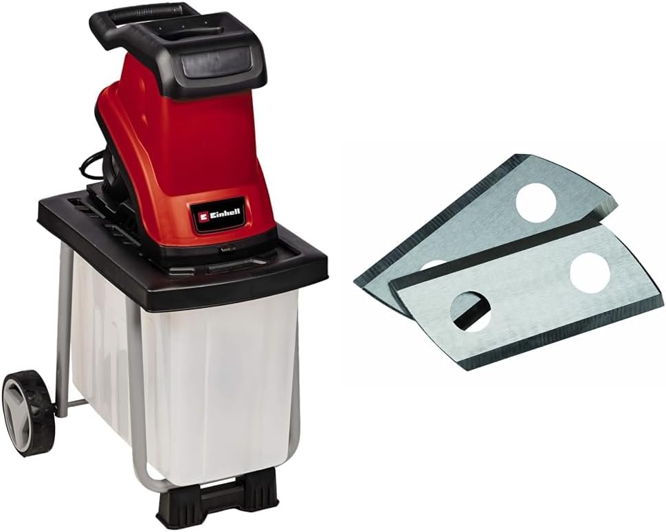 Einhell Elektro-Messerhäcksler GC-KS 2540 CB (2.500 W, max. 40 mm Aststärke, 2 Wendemesser aus Stahl, 55 L Fangbox, Transportgriff, Stopfer)