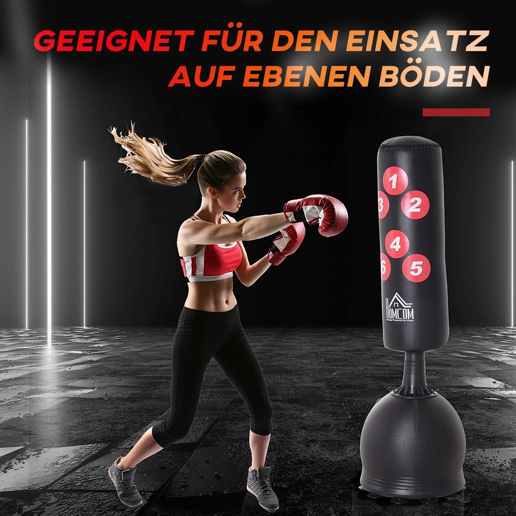 HOMCOM Sacco da boxe autoportante con ventose e sistema reflex