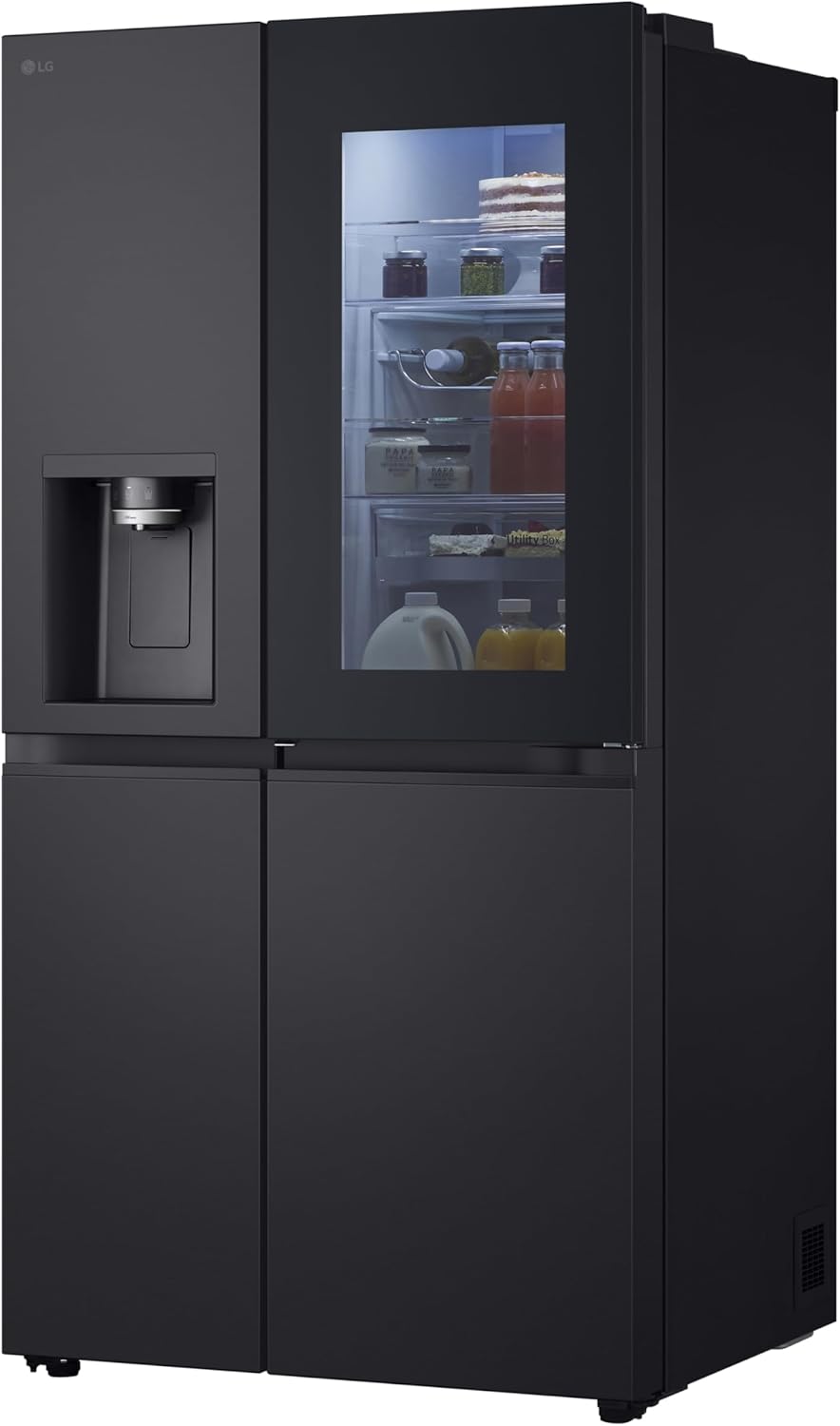 LG GSGV81PYLL Frigorifero Side by Side, Classe E, 635 L, Instaview, Frigorifero con congelatore, Dispenser ghiaccio, ghiaccio tritato, acqua, Total NoFrost, Smart Inverter Compressor, Wi-Fi