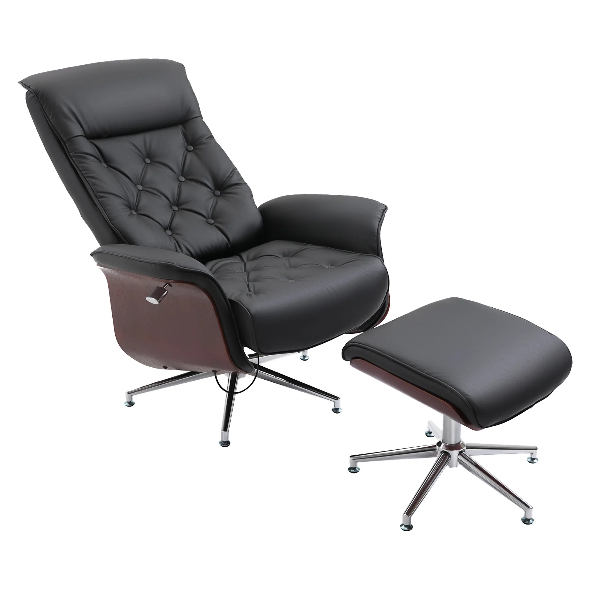 Poltrona relax HOMCOM con poggiapiedi girevole a 360°, reclinabile a 145°, stile Chesterfield
