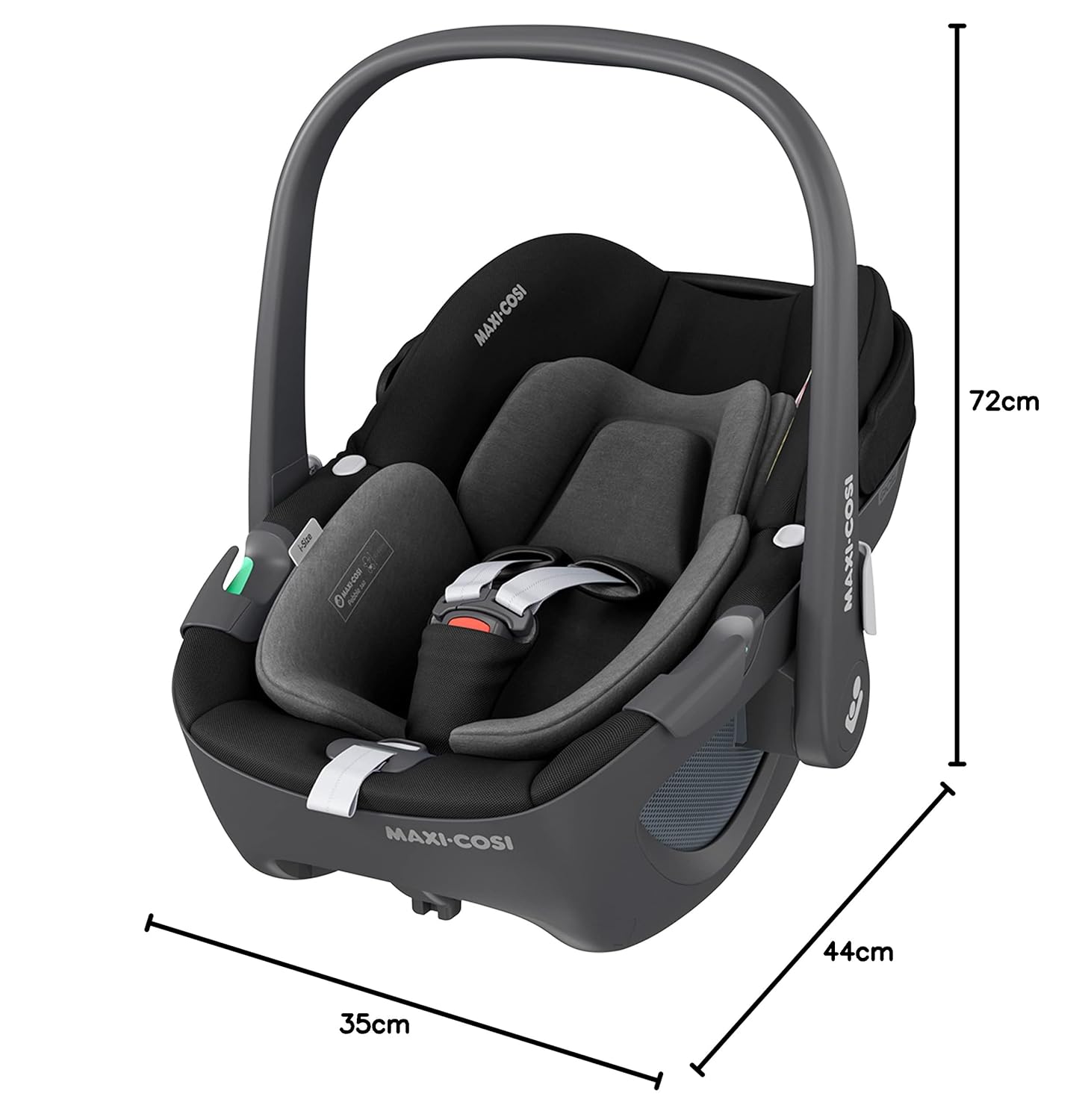 Maxi-Cosi Pebble 360 i-Size Babyschale Drehbar, Neugeborenen Autositz 360 Grad, 0–15 Monate (40–83 cm), Drehung mit einer, ClimaFlow, Easy-In-Gurt, G-CELL Seitenaufprallschutz, Essential Graphite