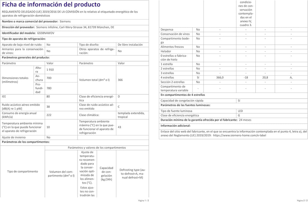 Siemens GS54NAWCV iQ500 Congelatore verticale, 176 x 70 cm, 327 L, NoFrost mai più sbrinamento, bigBox spazio per alimenti di grandi dimensioni, varioZone ripiani e cassetti flessibili in vetro, Bianco