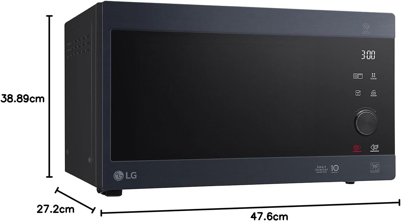 LG MS2595CIS Forno a microonde con tecnologia Smart Inverter, capacità 25 litri, 1000 W, programmi automatici, livelli di potenza regolabili e funzione EasyClean, argento