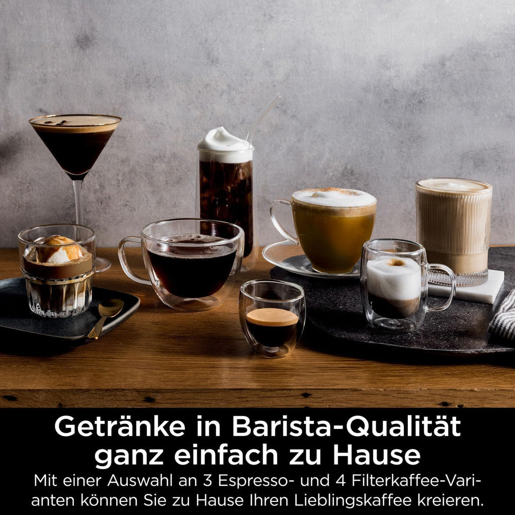 Ninja Luxe Essential Macchina da caffè 2-in-1 con macinacaffè e montalatte per latte, cappuccino ed espresso, facile da usare, 2 impostazioni predefinite per la schiuma, argento, ES501EU