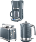 Russell Hobbs Inspire Grey Colazione Set Tostapane, Bollitore e Macchina da Caffè