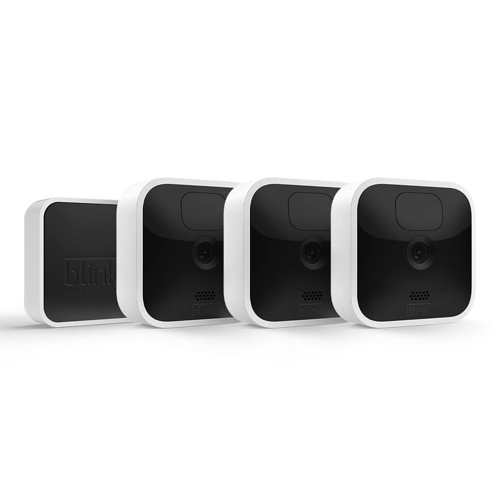 Blink Indoor – kabellose HD-Sicherheitskamera mit zwei Jahren Batterielaufzeit, Bewegungserfassung und Zwei-Wege-Audio, funktioniert mit Alexa | System mit vier Kameras