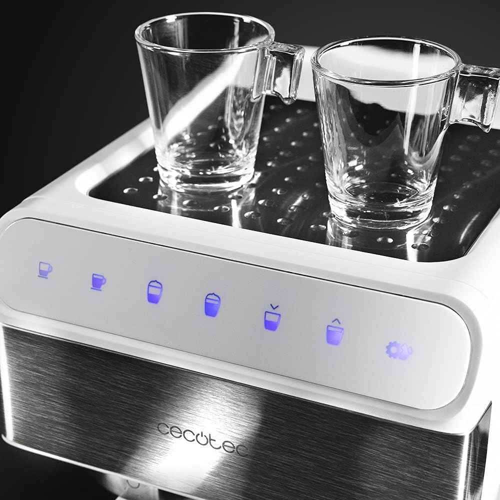 Cecotec Halbautomatische Espressomaschine Power Instant-ccino 20 Touch Serie Nera. 1350 W, 20 Bar Druck, 500 ml Milchtank, Touch-Steuerung, 1,4 Liter Wassertank, Edelstahl-Finish
