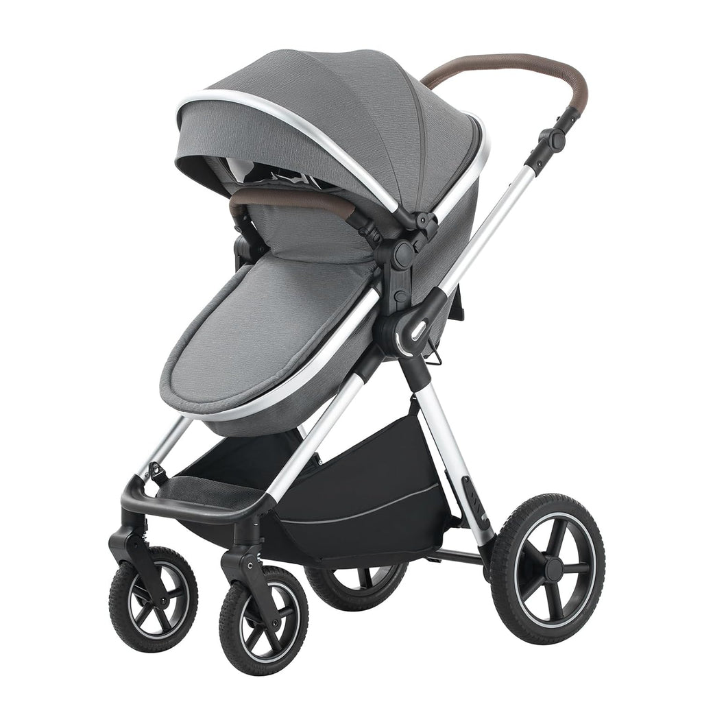 Shineey kinderwagen 3 in 1 Buggy Babybett Komplett Set Einem Klick Zusammenklappbarer Kinderwagen, 3 in 1 KombiKinderwagen Aluminiumrahmen für Neugeborene