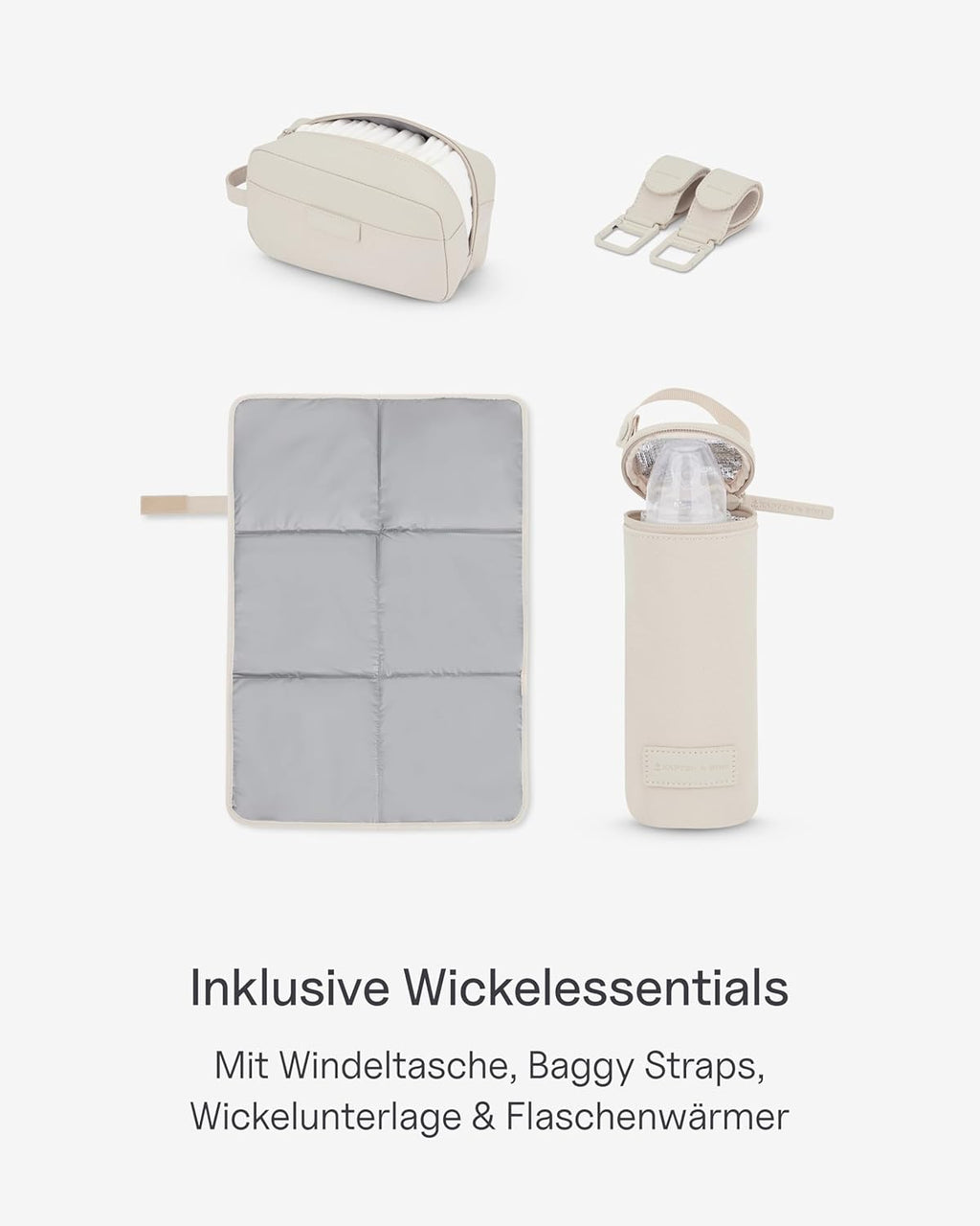 Kapten & Son Rucksack Lindby Diaper Set 12 L | 2in1 Wickelrucksack & Wickeltasche mit Kinderwagen- und Kofferbefestigung | inklusive Kulturtasche, Wickelunterlage & isolierter Flaschenhalter