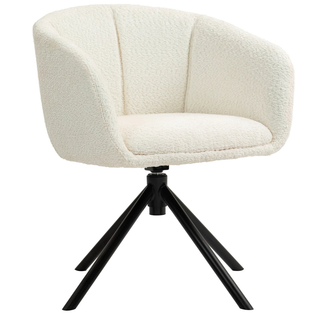HOMCOM Sedia imbottita girevole con scocca, color crema