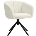 HOMCOM Sedia imbottita girevole con scocca, color crema