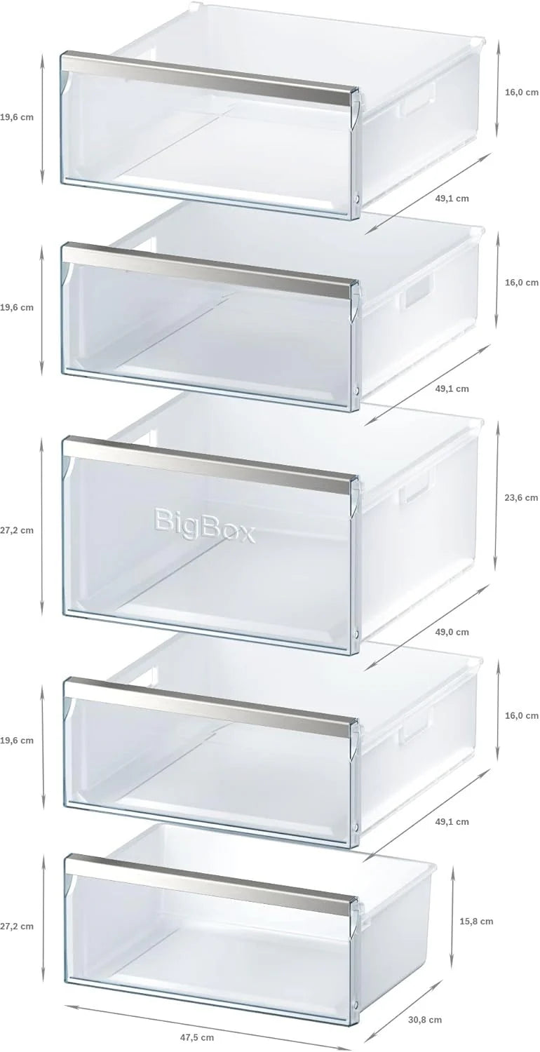 Siemens GS54NAWCV iQ500 Congelatore, 176 x 70 cm, 327 L, noFrost mai più sbrinamento, bigBox spazio per alimenti grandi, varioZone ripiani in vetro e cassetti flessibili, Bianco