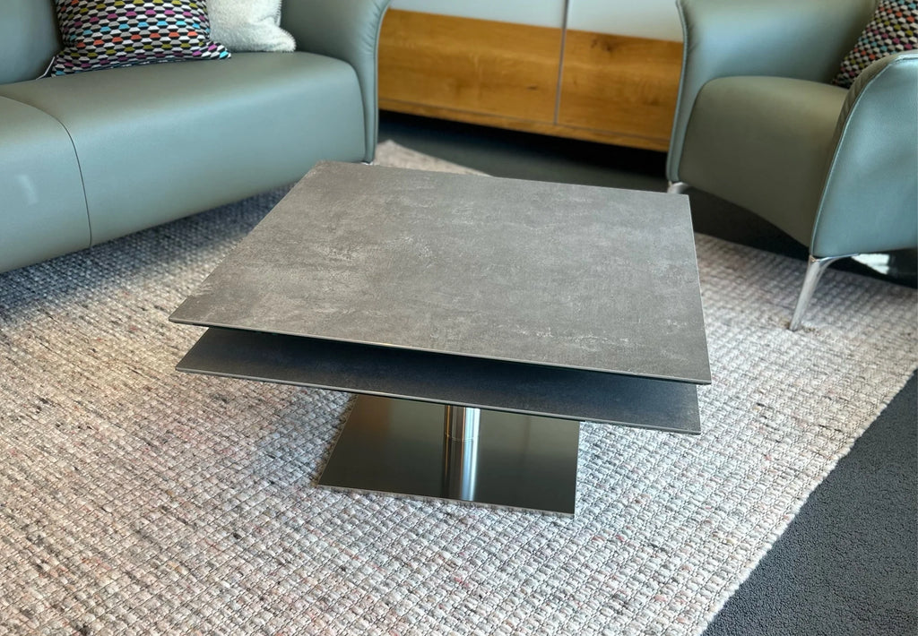 Ronald Schmitt Couchtisch Evita H509 drehbare Platte, 75 x 75 cm Keramik Focos Piombo
