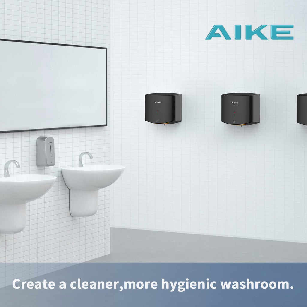 AIKE Hndetrockner 10 Sekunden Trocknen Energiesparend Kommerziell Elektrischer Hndetrockner Automatisch für Küche Badezimmer Toilette AK2630S 220V 1400W Silber