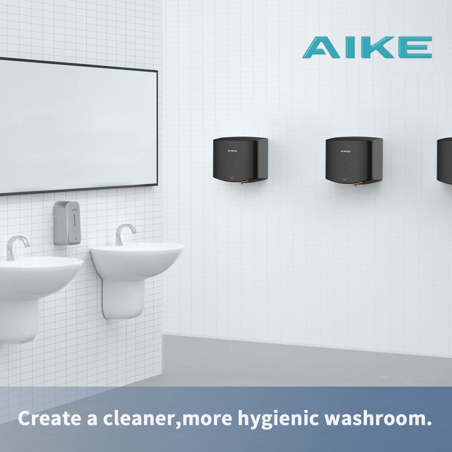AIKE Hndetrockner 10 Sekunden Trocknen Energiesparend Kommerziell Elektrischer Hndetrockner Automatisch für Küche Badezimmer Toilette AK2630S 220V 1400W Silber