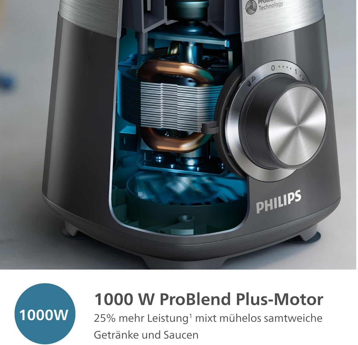 Frullatore Philips Serie 5000 - 1000 W. Capacità massima 2 l. Tecnologia ProBlend Plus. Parti lavabili in lavastoviglie. Nero (HR3020/20)