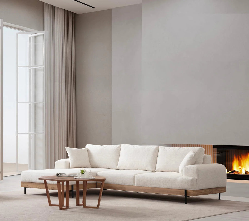 Divano angolare Eti Oak Left - Bianco