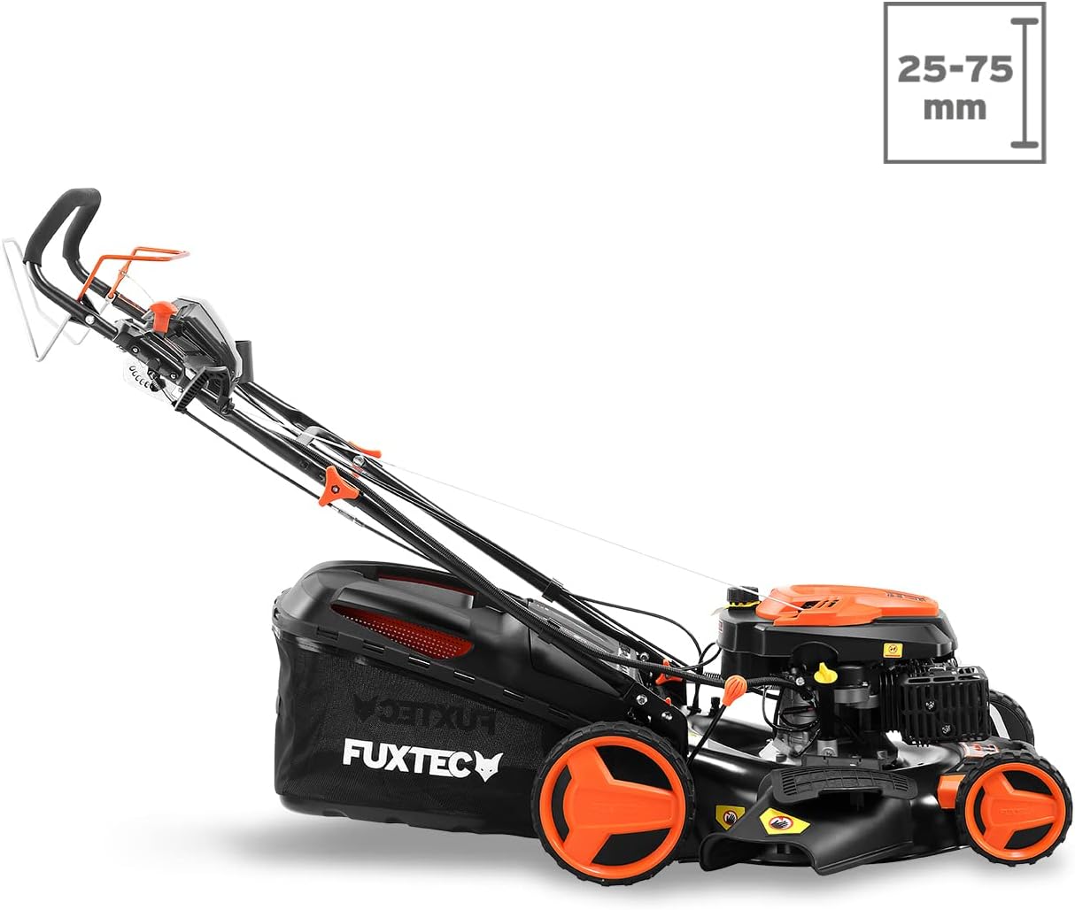 FUXTEC Tosaerba a Benzina 4in1 FX-RM5196eSPRO con Avviamento Elettrico e Trazione Regolabile, Rasaerba con Paraurti Anteriore, Larghezza di Taglio 51 cm, Ruote Big Wheel con Cuscinetti a Sfera, Cesto Raccoglierba da 60L
