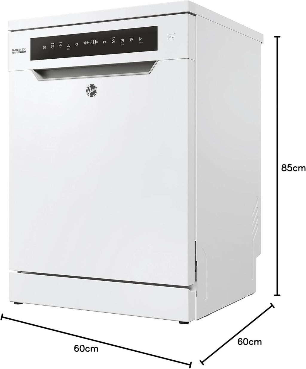 Lavastoviglie Hoover HF 4C6F0PW; 14 coperti; Libera installazione, 60 cm di larghezza; Classe di efficienza energetica C; Controllo intelligente con tecnologia WiFi + Bluetooth