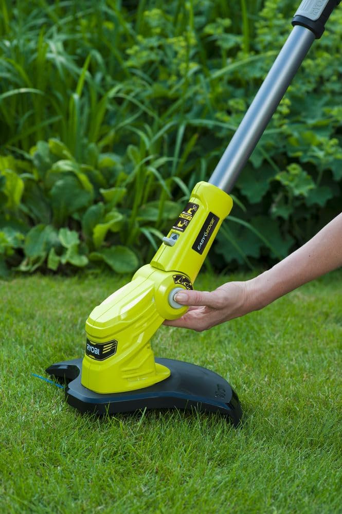 RYOBI 18 V ONE+ Akku-Rasentrimmer mit Radführung RY18LT33A-0 (33 cm Kantenschneidefunktion mit Fußsteuerung, Ø Fadenspule 1 x 1,65 mm, ohne Akku und Ladegerät)