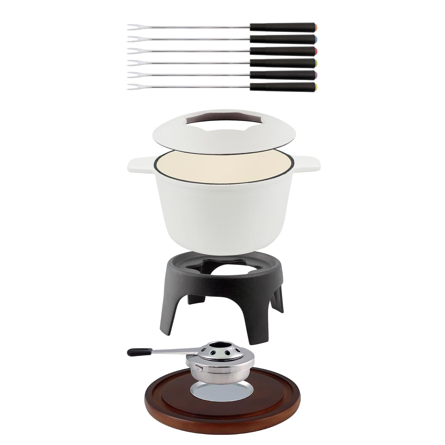 Swissmar F66705 Sierra Set Fondue 11 Pezzi, Ghisa/Acciaio Inossidabile, Rosso Ciliegia, 1.6L, Set Fondue per Carne, Formaggio e Cioccolato, per 4 Persone, Confezione Regalo