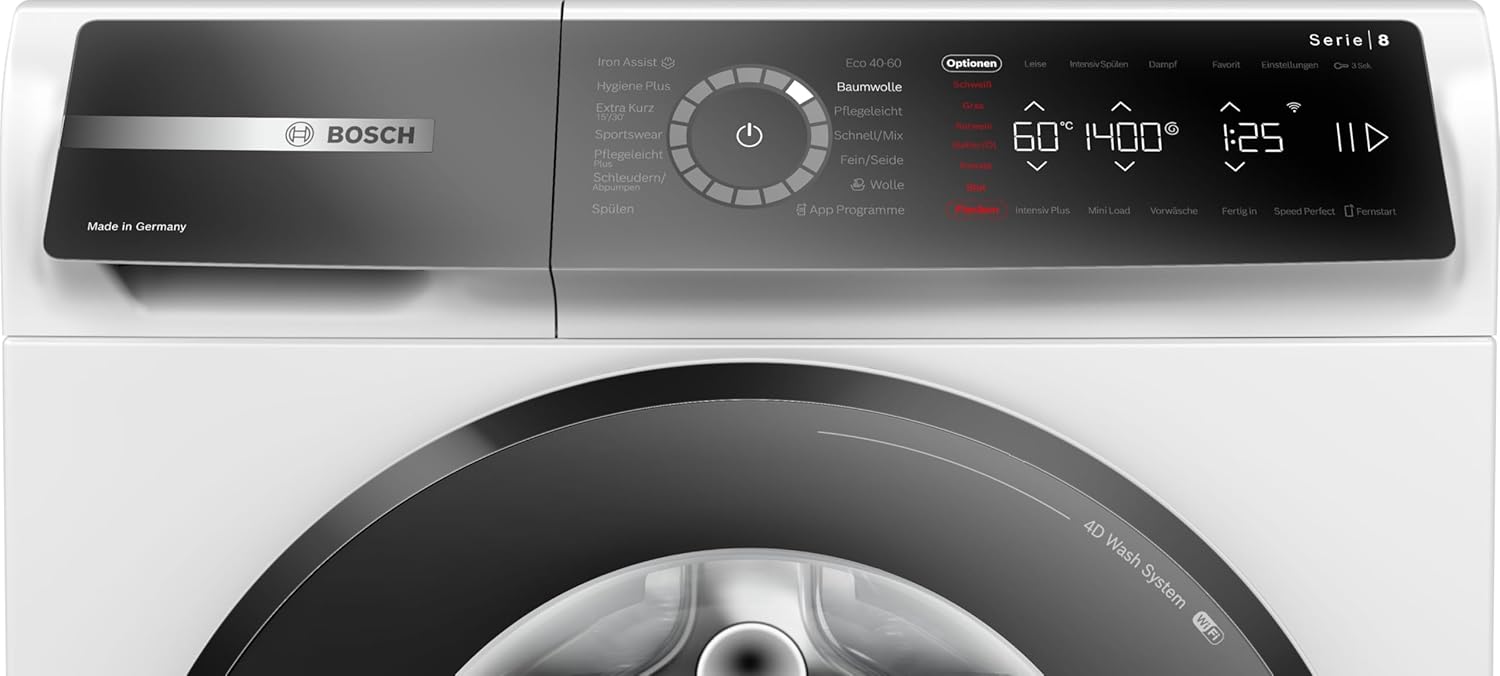 BOSCH WAN28127 Lavatrice Serie 4, a carica frontale, capacità 8 kg, 1400 giri/min, Iron Assist, Active Water Plus, EcoSilence Drive, Speed Perfect, bianco, 60 cm