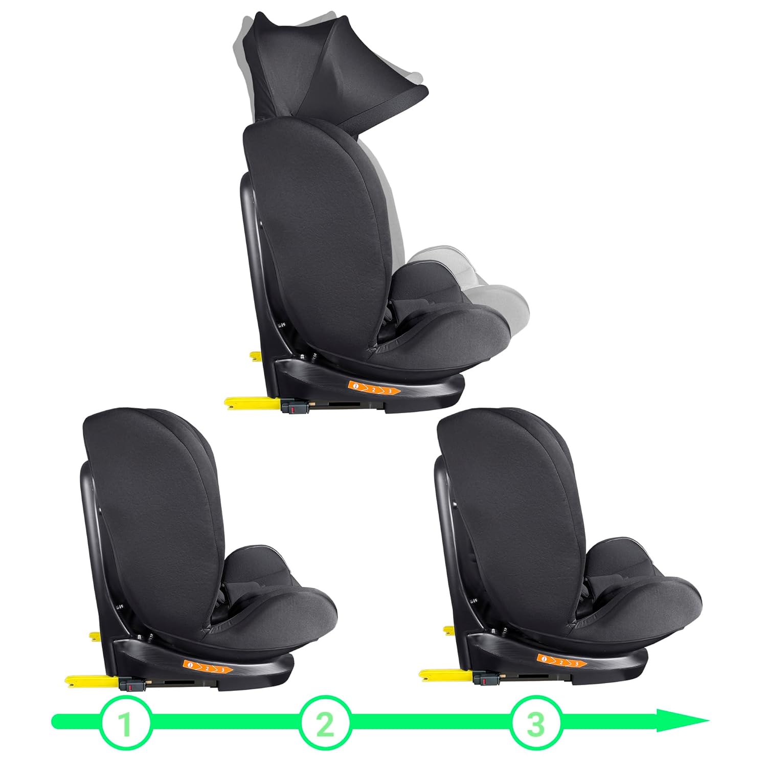 XOMAX XZ-16 Kindersitz drehbar 360° mit ISOFIX und Liegefunktion I mitwachsend I 0-36 kg, 0-12 Jahre, Gruppe 0/1/2/3 I 5-Punkt-Gurt und 3-Punkt-Gurt I Bezug abnehmbar, waschbar I ECE i-Size 129R