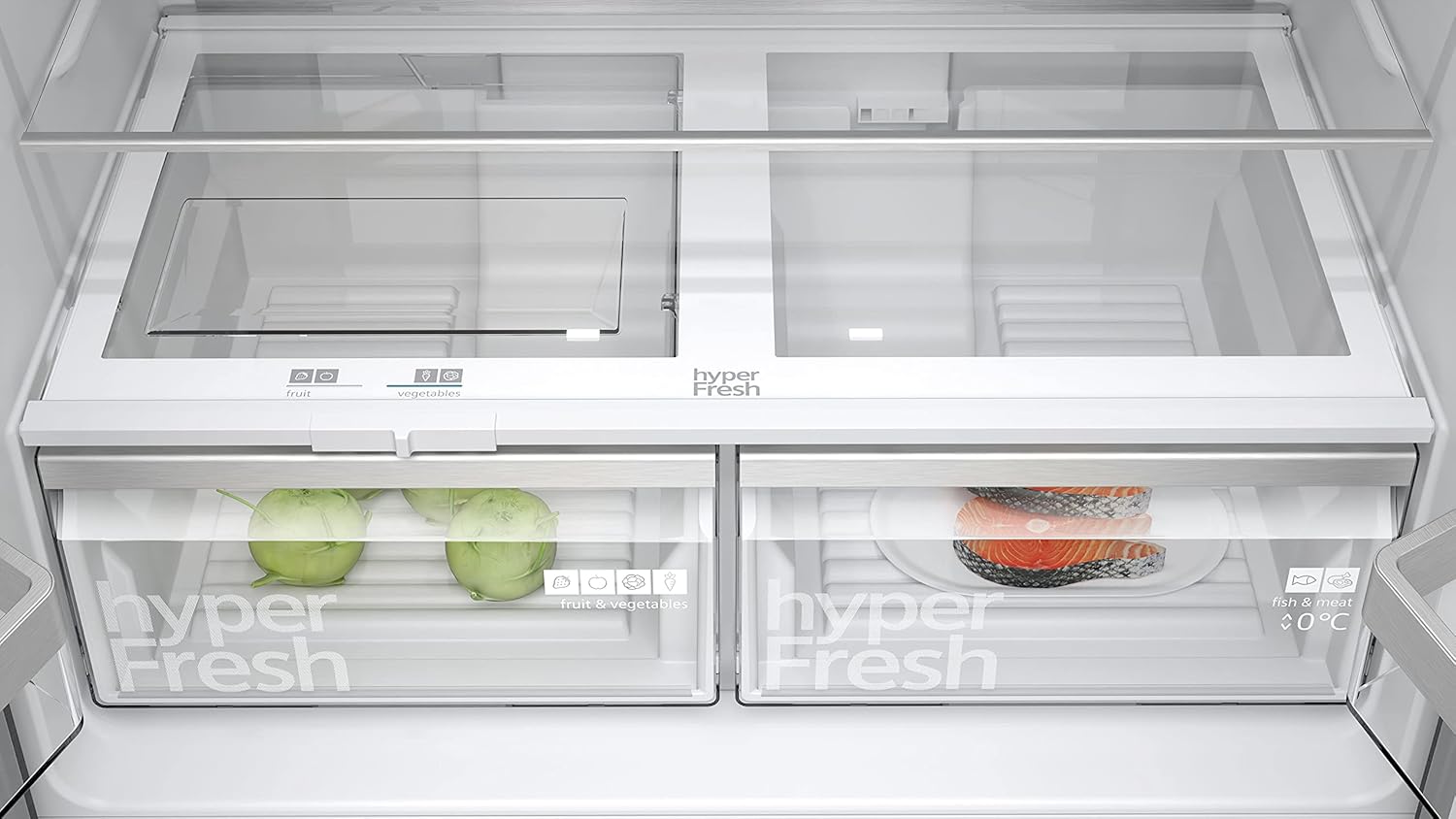 Frigorifero Multic дверный SIEMENS KF96NVPEA iQ300, 183 x 91 cm, 405 L di refrigerazione e 200 L di congelamento, hyperFresh per una freschezza più duratura, noFrost per non sbrinare mai più, superCooling per un raffreddamento più rapido
