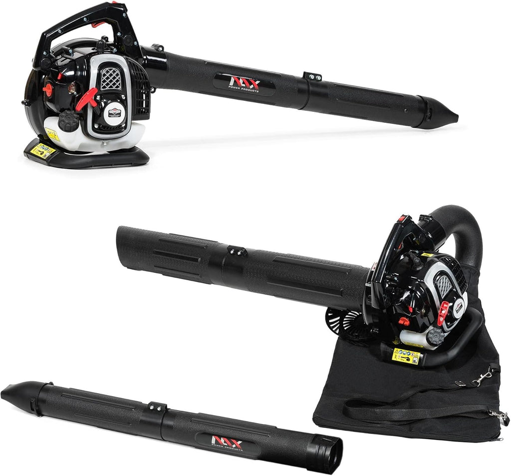 NAX Power Products Soffiatore/Aspiratore a Benzina NAX 950V Motore 25 cm3 0,75kW Sacco Raccolta 40l Prodotto con licenza Briggs & Stratton