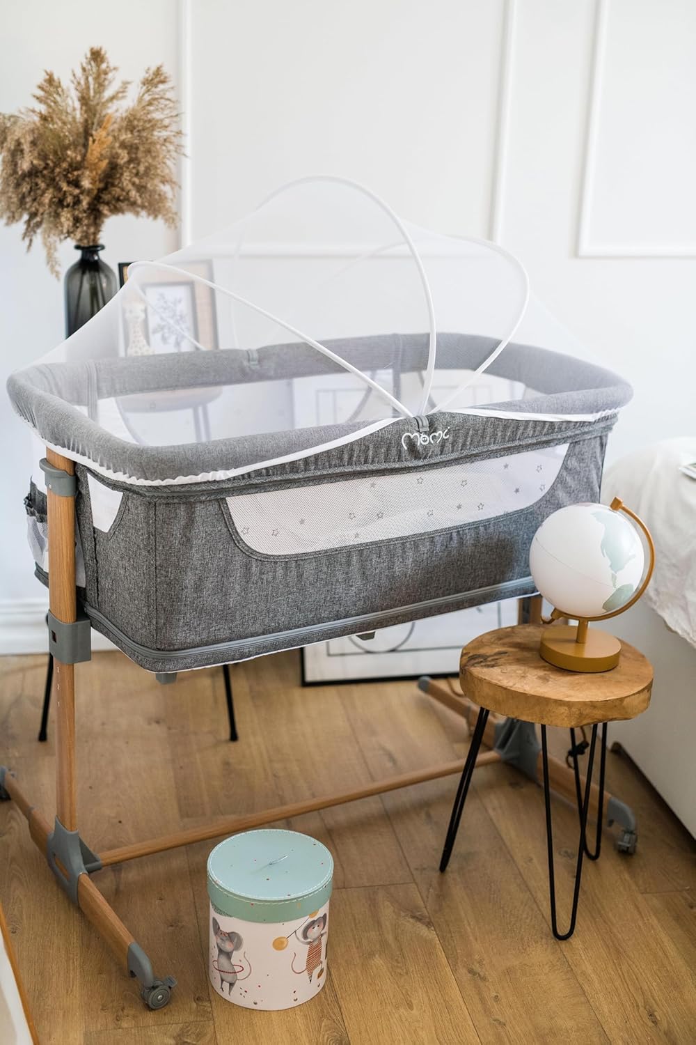 Momi SMART Bed Lettino fianco letto 4-in-1, fino a 15 kg, con materasso, regolabile in altezza