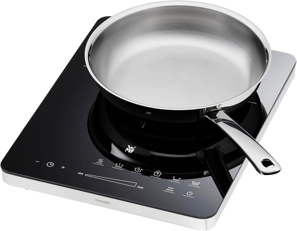 WMF Kult X Einzel- Induktionskochfeld, Kochplatte bis 28 cm, 1 Kochfeld, 8 Stufen, Topferkennung, Touch-Display, Glaskeramik, Timer-Funktion, 21 W & Stelio Wasserkocher Edelstahl 1,7l, edelstahl matt