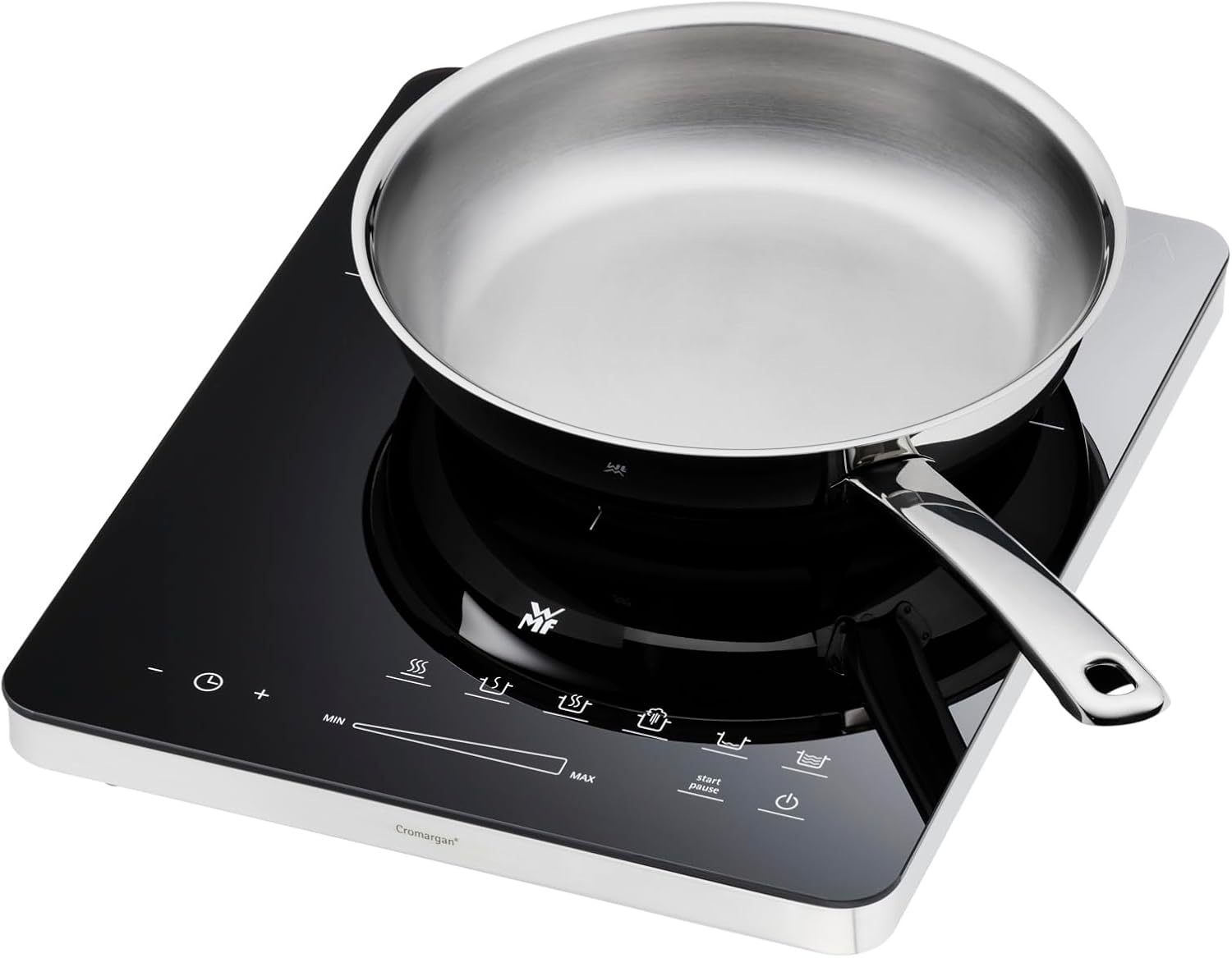 WMF Kult X Einzel- Induktionskochfeld, Kochplatte bis 28 cm, 1 Kochfeld, 8 Stufen, Topferkennung, Touch-Display, Glaskeramik, Timer-Funktion, 21 W & Stelio Wasserkocher Edelstahl 1,7l, edelstahl matt