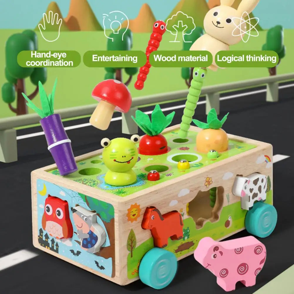 Woods - Divertimento con le forme nel carretto - Puzzle di animali e verdure