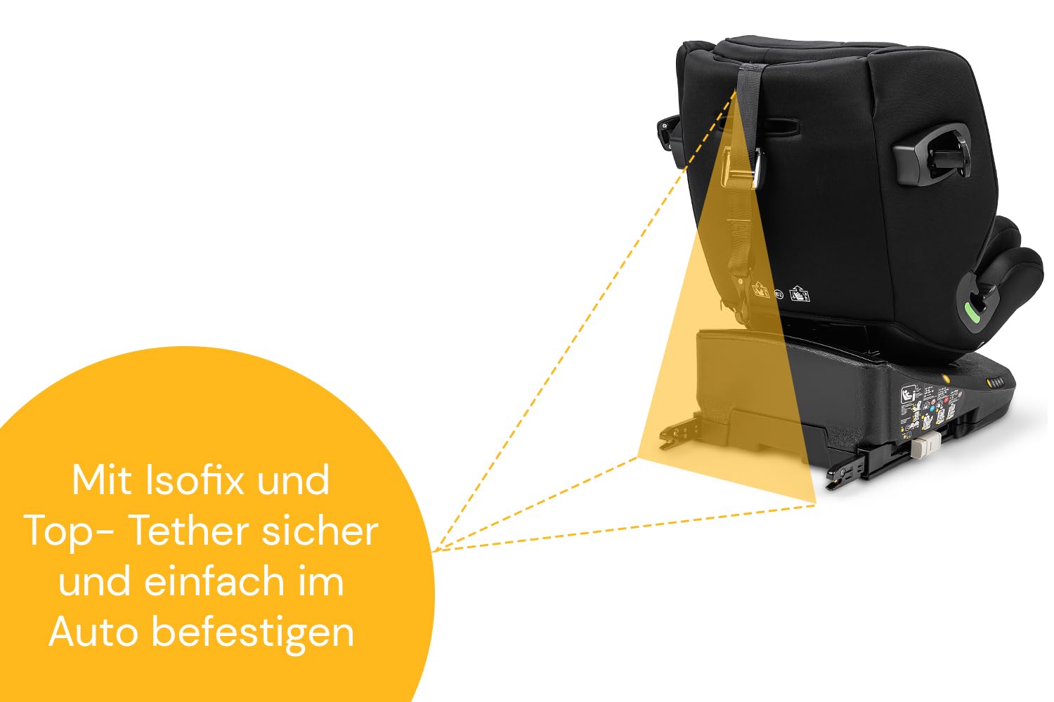 Osann Eno360 i-Size, seggiolino auto girevole 40-150 cm, reboarder con Isofix, seggiolino auto per bambini – All Black