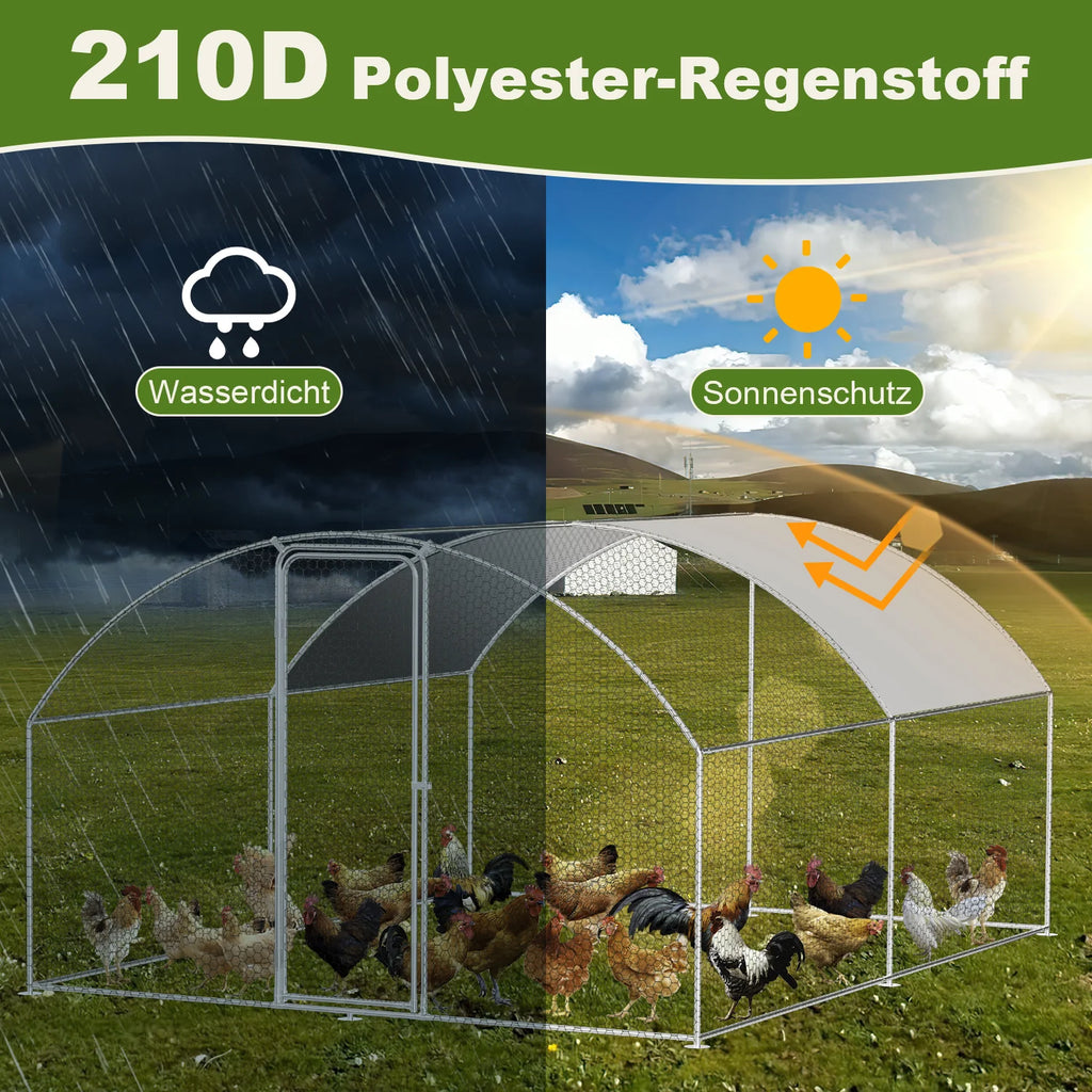 Sonnewelt Hühnerstall Freilaufgehege Kuppeldach Verzinktem Stahl 3x4x2m
