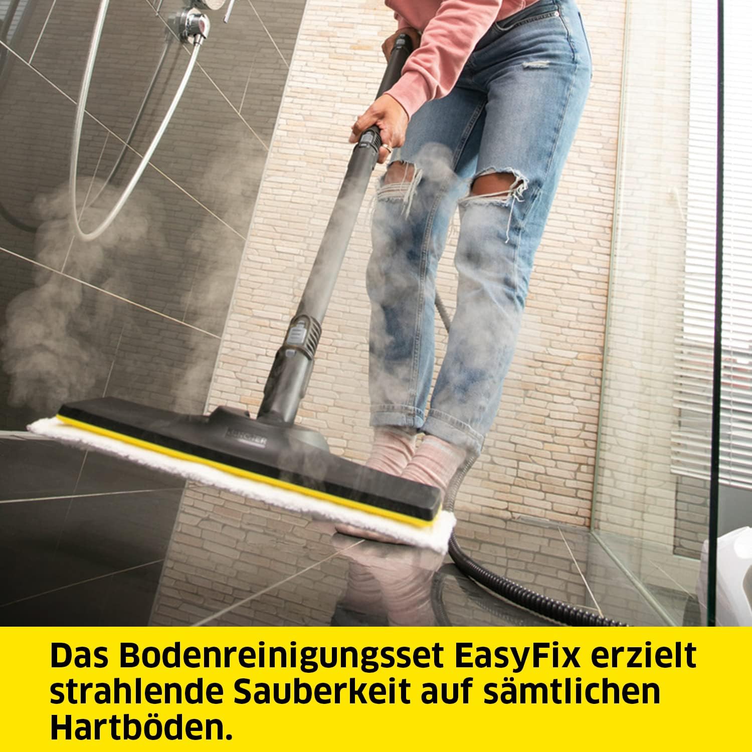 Pulitore a vapore Kärcher SC 5 EasyFix con funzione VapoHydro, pressione vapore: 4,2 bar, tempo di riscaldamento: 3 min., superficie: ca. 150 m², serbatoio: 0,5 l + 1,5 l, incl. kit per la pulizia dei pavimenti EasyFix e ugelli