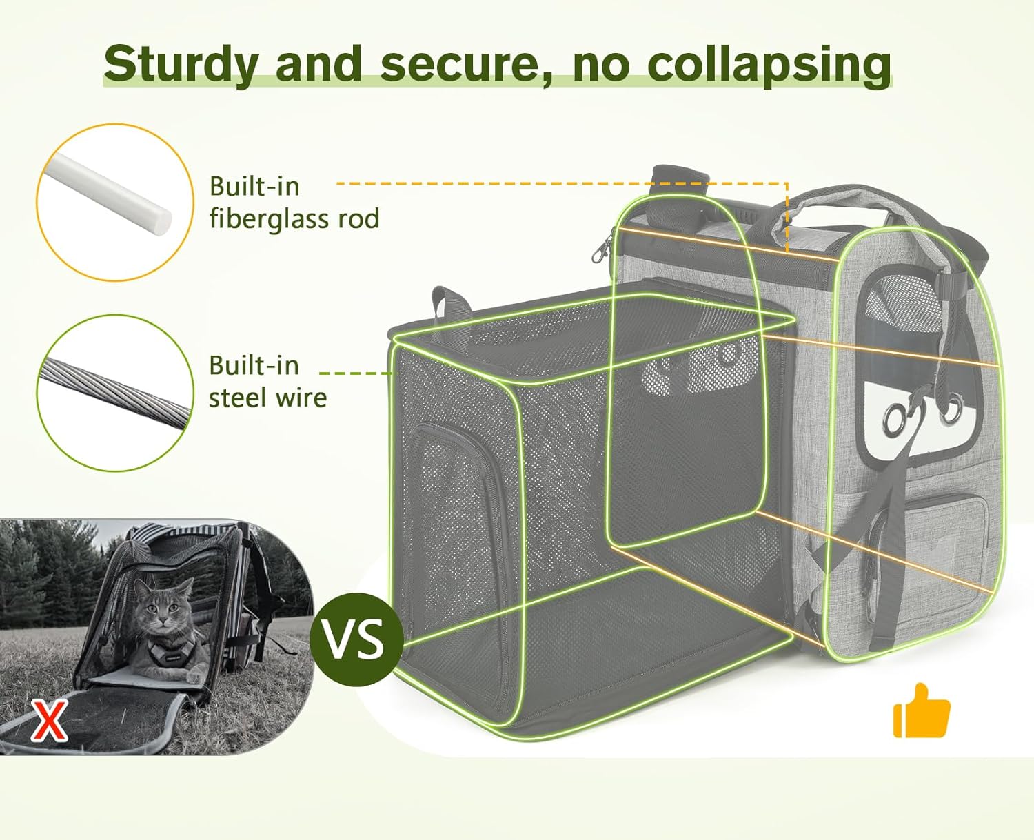 pecute Hunderucksack Erweiterbar, Faltbar Katzenrucksack Katzen mit Anti-offener Reiverschluss, Rucksack Hund mit Netz Fenster Grau XL, für Hunde Katzen Haustiere (40 * 33 * 49cm)