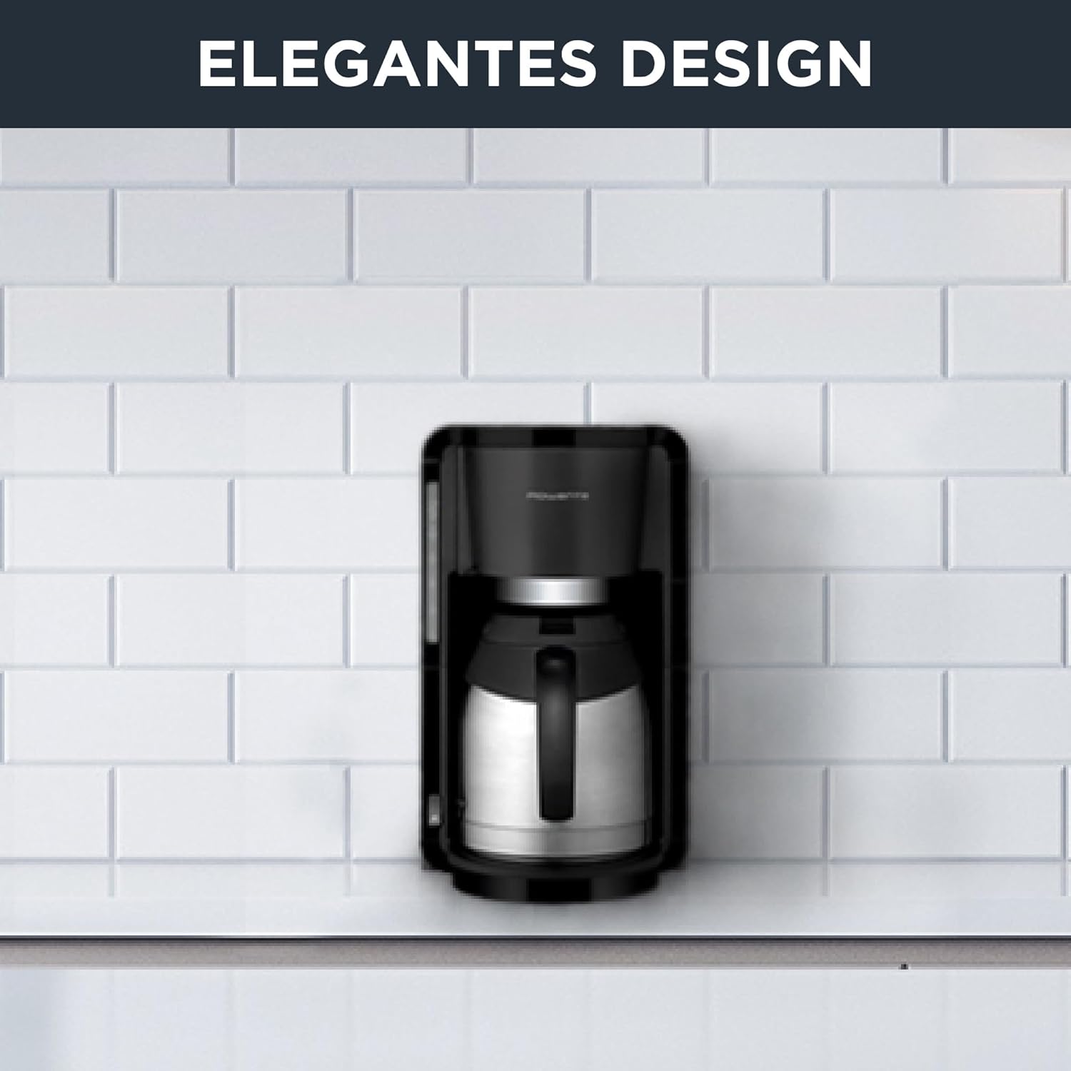 Rowenta CT3818 Macchina da caffè con filtro Adagio Milano | Caraffa termica in acciaio inox | 10-15 tazze | Capacità 1,25 L | Spegnimento automatico | 850 Watt | 26.5 x 27 x 38.5 cm | Nero