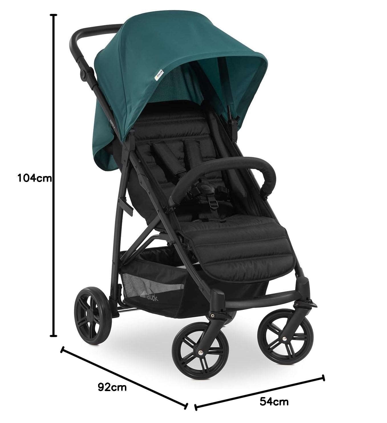 Hauck Buggy Rapid 4 per bambini dalla nascita fino a circa 3 anni, passeggino leggero pieghevole, con funzione reclinabile, regolabile in altezza, ampio cestino (nero)