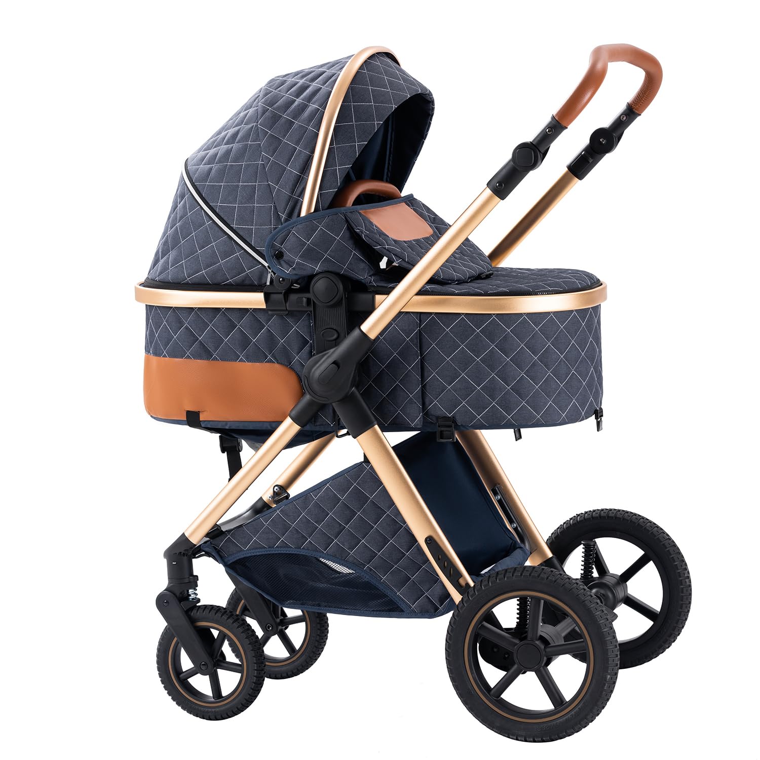 Shineey kinderwagen 3 in 1 Buggy Babybett Komplett Set Einem Klick Zusammenklappbarer Kinderwagen, 3 in 1 KombiKinderwagen Aluminiumrahmen für Neugeborene