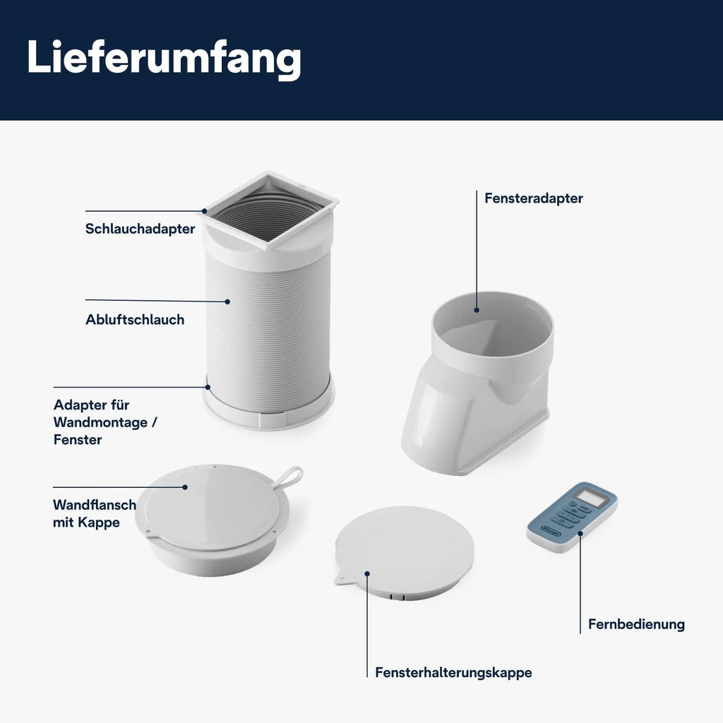 De'Longhi Pinguino PAC EM82, Condizionatore Portatile per ambienti fino a 80 m, 9.400 BTU, 2,4 kW, 63 dB, Funzione Deumidificatore, Classe Energetica A, Timer 24h, Bianco