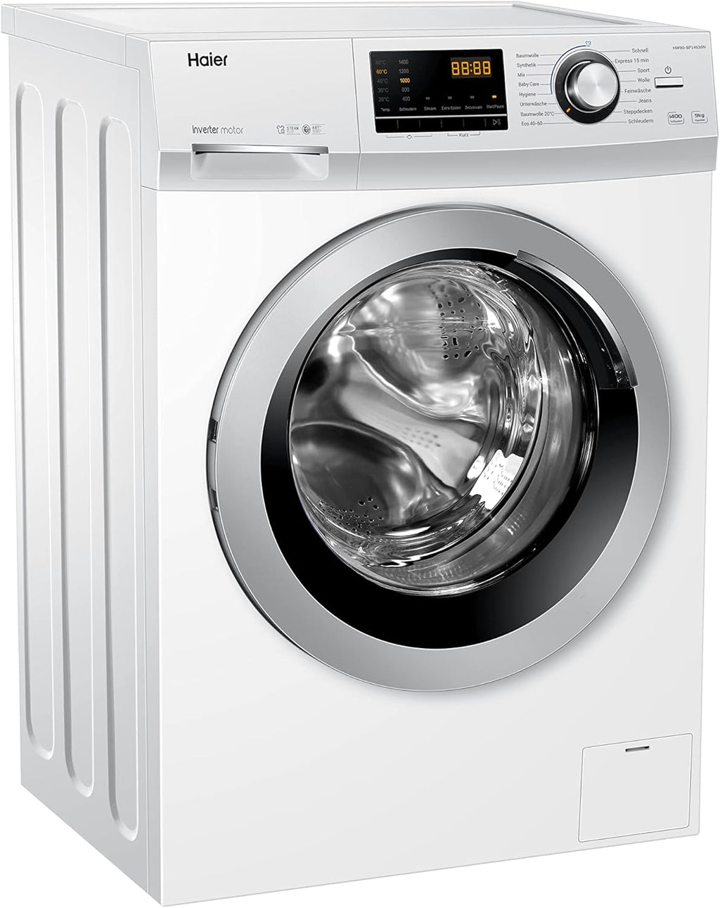 Haier HW100-BP14636N Waschmaschine / 10 kg / A - beste Effizienz / Inverter-Motor / Dampffunktion / Vollwasserschutz / Eco 40-60 Programm