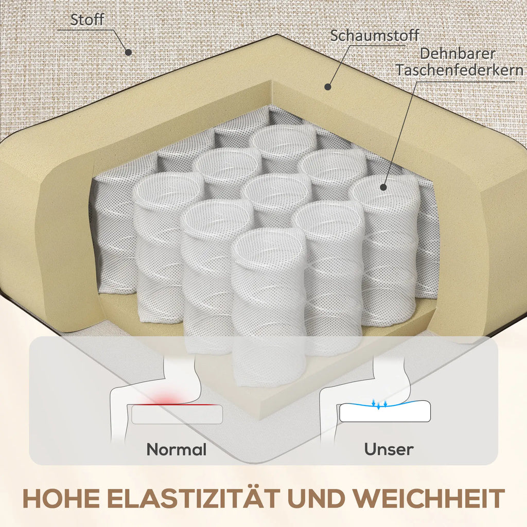 HOMCOM Poltrona TV reclinabile con schienale regolabile a 160° e molle insacchettate, beige