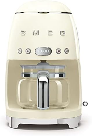 Smeg, DCF02BLMEU, Macchina da caffè con filtro, Funzione aroma e avvio automatico, Caraffa in vetro fino a 12 tazze, 2 livelli di intensità, Funzione di mantenimento del calore, 1050W, Nero opaco