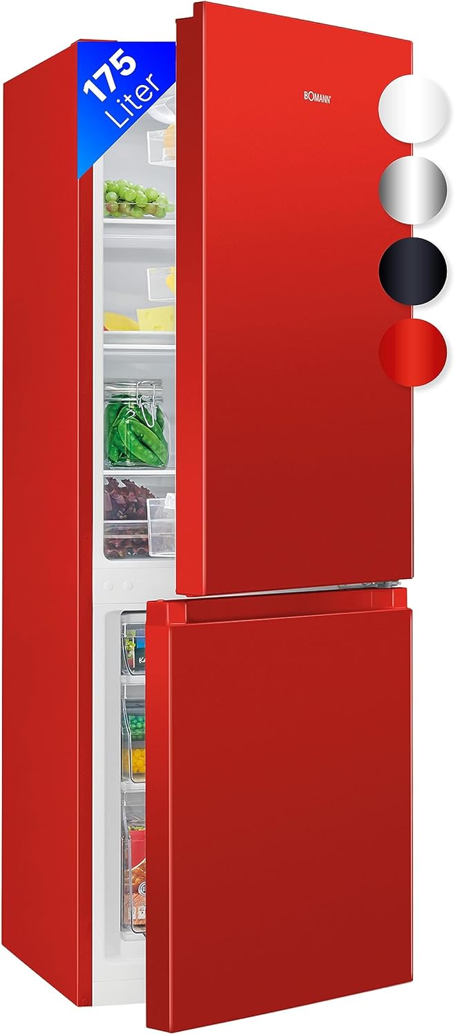 Bomann Frigo-Congelatore KG 320.2, 143 cm di Altezza, Frigo-Congelatore con Capacità 175 Litri, 3 Ripiani e 3 Cassetti, Cerniera della Porta Reversibile, Frigo-Congelatore Silenzioso 39 dB, Nero