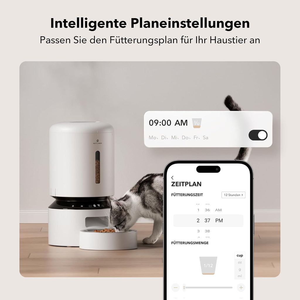 PETLIBRO Mangiatoia Automatica Gatti da 5L, Mangiatoia Intelligente per Gatti con WiFi 5G/2.4G, Dispenser Automatico di Cibo Secco per Gatti o Cani con Controllo Tramite App, 1-10 Pasti al Giorno, Bianco