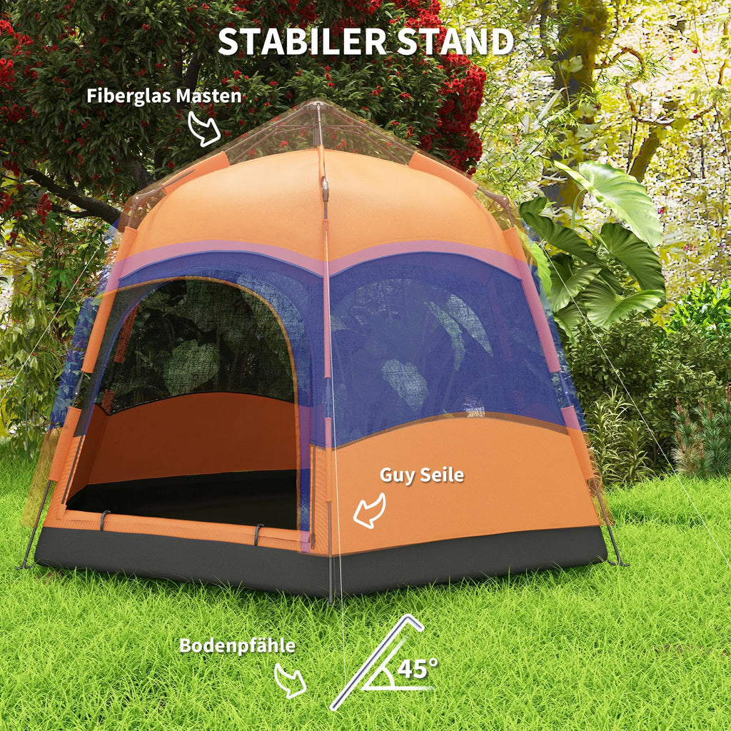 Outsunny Tenda da campeggio pop-up 4-6 persone a doppia parete per esterni