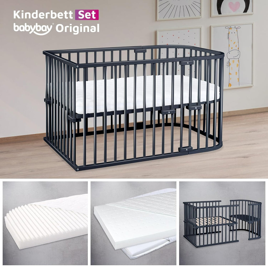 babybay Original Lettino da affiancare in massello di faggio / compatto e trasformabile / Altezza regolabile senza livelli preimpostati ed ecologico / Lettino evolutivo (laccato bianco) / Materasso incluso