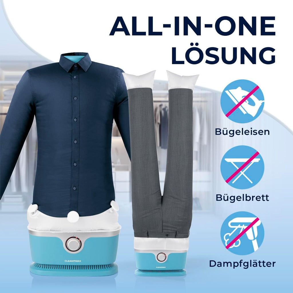 CLEANmaxx Stiratore automatico per camicie per asciugare e stirare camicie e bluse, inclusivo di accessorio per pantaloni | Il modo innovativo e delicato per stirare il vostro bucato